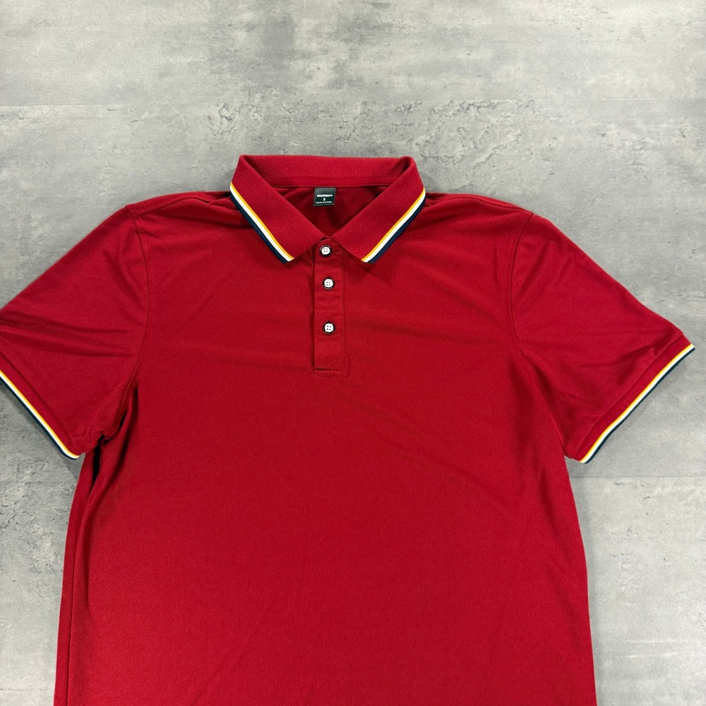 Manfinity Polo Shirt Mens S Red Striped Trim Short Sleeve NWOT Tennis Golf Rugby